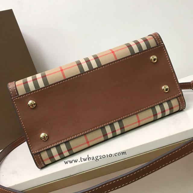 Burberry專門店新款小號Title泰爾勒手袋 巴寶莉Vintage復古格紋手提托特包肩背女包 yxb1506